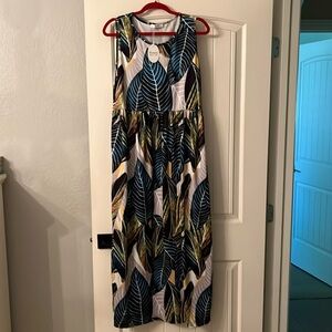 Palm design maxi dress
